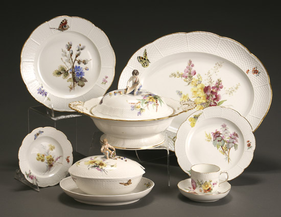 Appraisal: Meissen Floral Decorated Dinner Service Late th-Early th Century Consisting