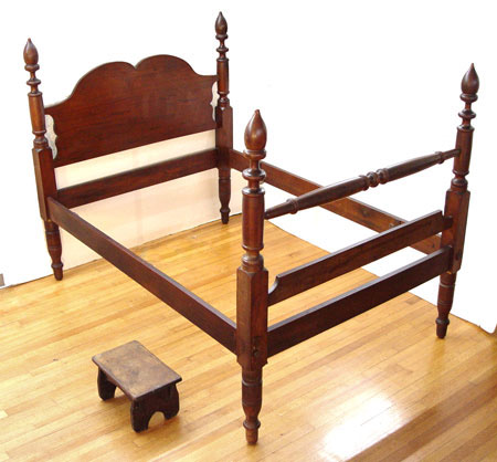 Appraisal: TH C ANTIQUE MAHOGANY ACORN POSTER BED Full size bed