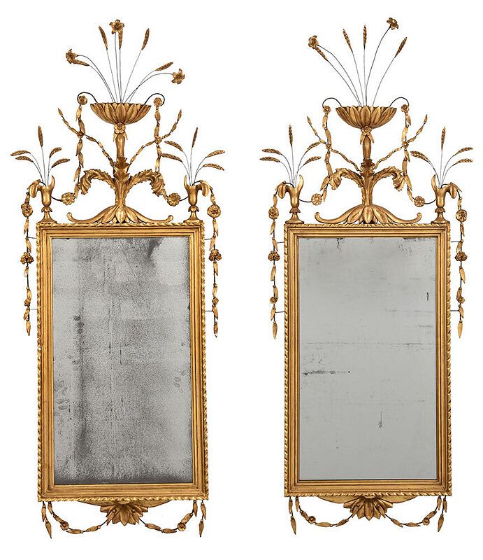 Appraisal: Fine Federal Carved and Giltwood Mirror attributed to New York