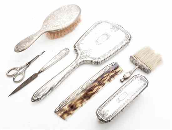 Appraisal: An Assembled American Sterling Silver Dresser Set of various maker's