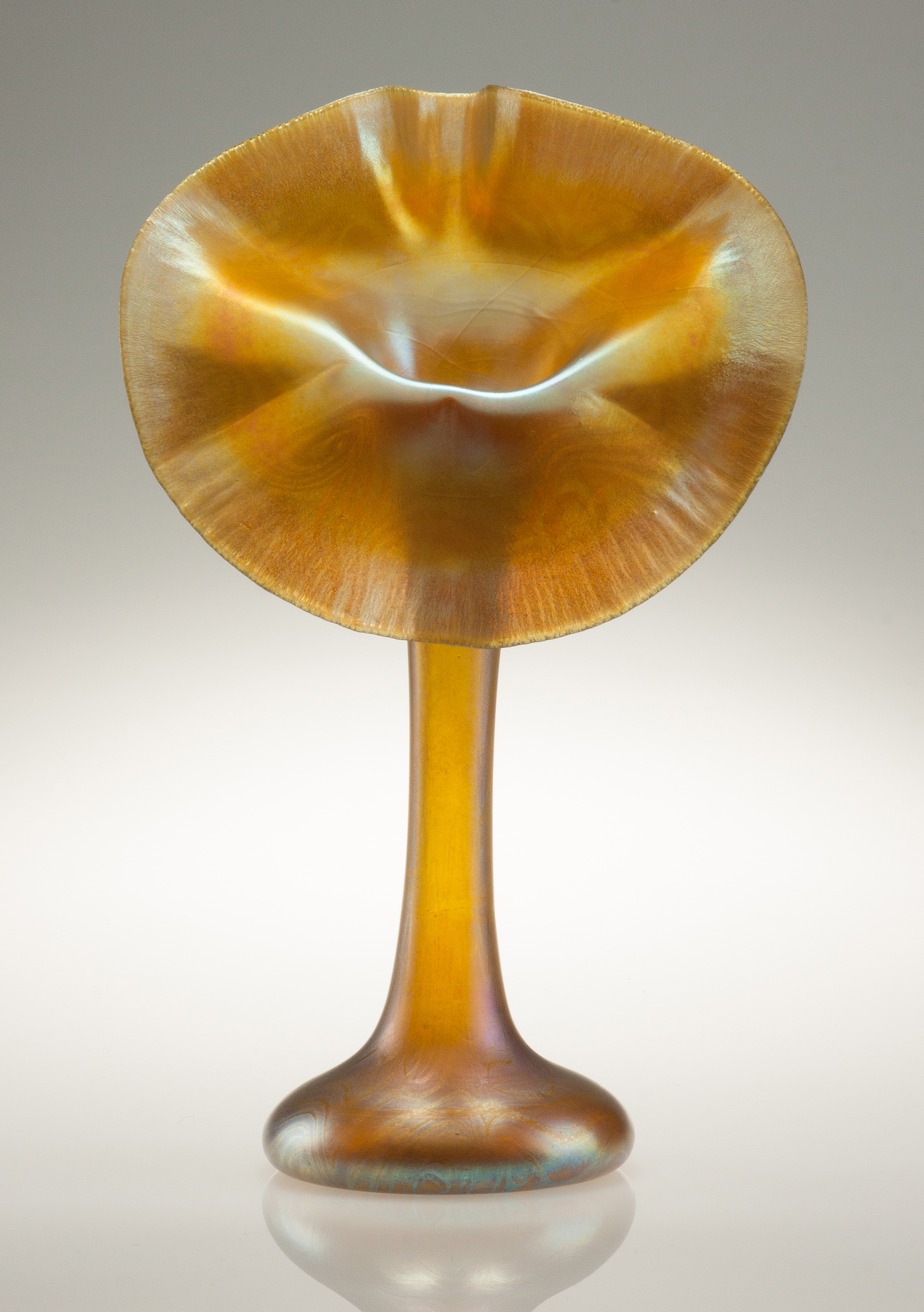 Appraisal: Jack in the Pulpit Gold Iridescent Vase