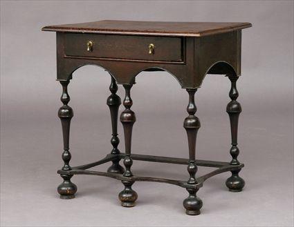 Appraisal: WILLIAM AND MARY OAK SIDE TABLE The rectangular top with