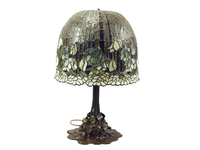 Appraisal: Beautiful bronze lily pad table lamp marked Buffalo Metal Works