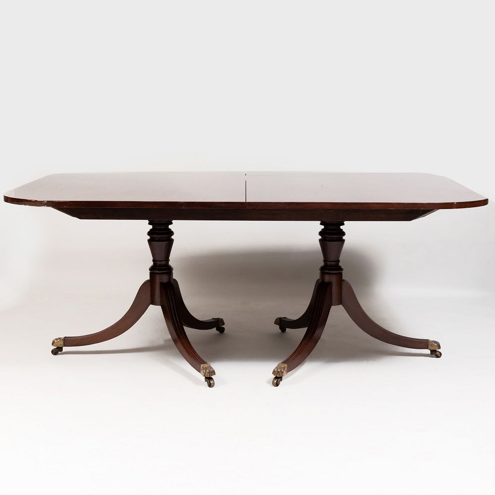 Appraisal: George III Style Mahogany Double Pedestal Dining Table x ft