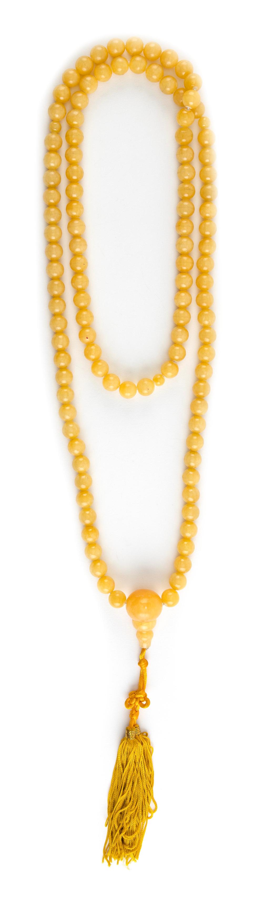 Appraisal: CHINESE YELLOW AGATE MALA TH TH CENTURY LENGTH CHINESE YELLOW