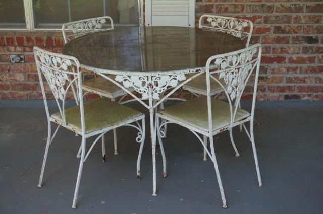 Appraisal: Cast Iron Grapes Leaves Patio Table Chair Set 's- 's