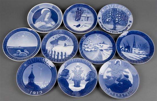 Appraisal: Group of consecutive Royal Copenhagen Christmas collector plates - All