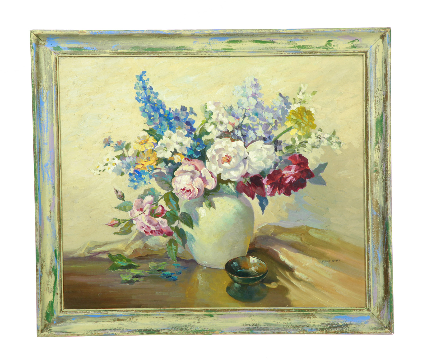 Appraisal: FRAMED OIL ON CANVAS STILL LIFE BY IRENE STRY American