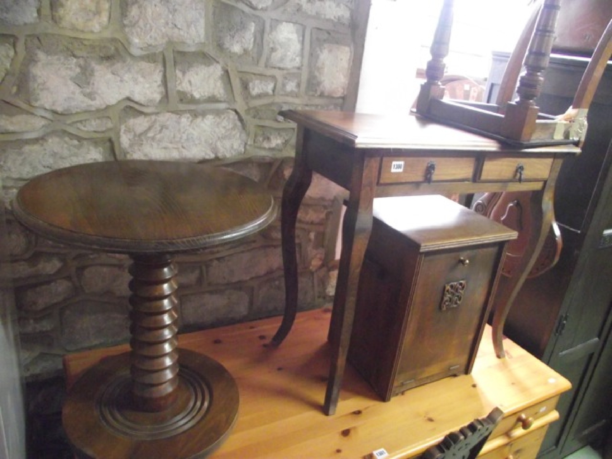 Appraisal: A small stained beechwood side table of rectangular form with