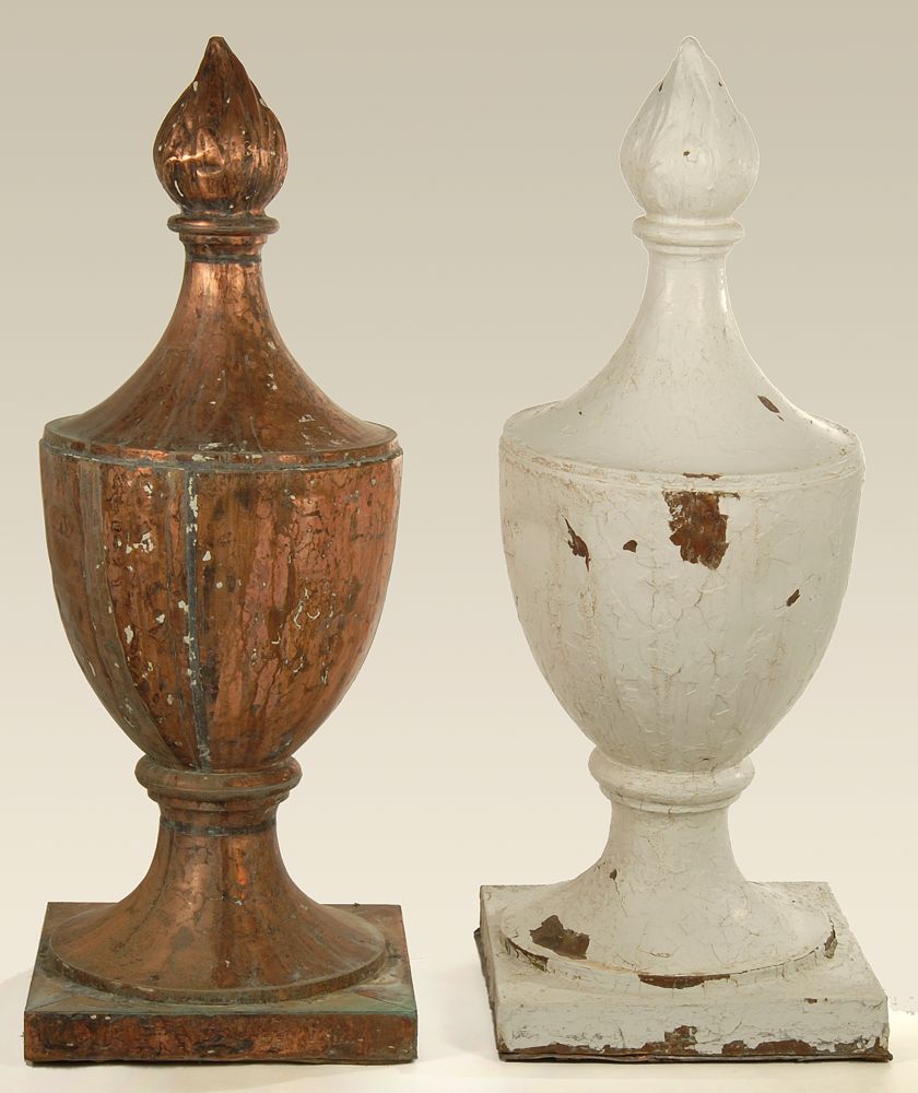 Appraisal: PAIR OF ADAM-STYLE COPPER ARCHITECTURAL ORNAMENTS Late th Early th