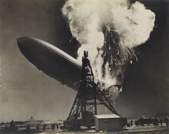 Appraisal: HINDENBURG EXPLOSION Silver print x inches x cm with the