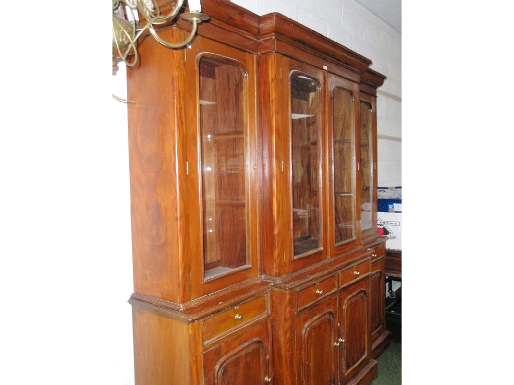 Appraisal: A Victorian style mahogany four door breakfront cabinet bookcase cm