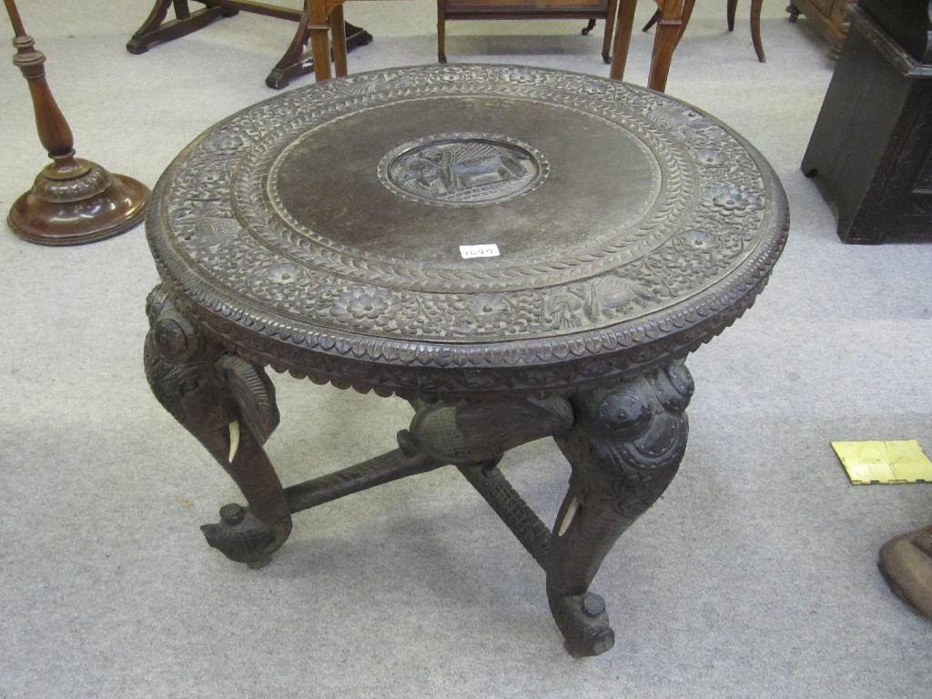 Appraisal: Burmese carved circular elephant table