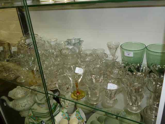 Appraisal: A QUANTITY OF GLASSWARE to include a number of syllabub