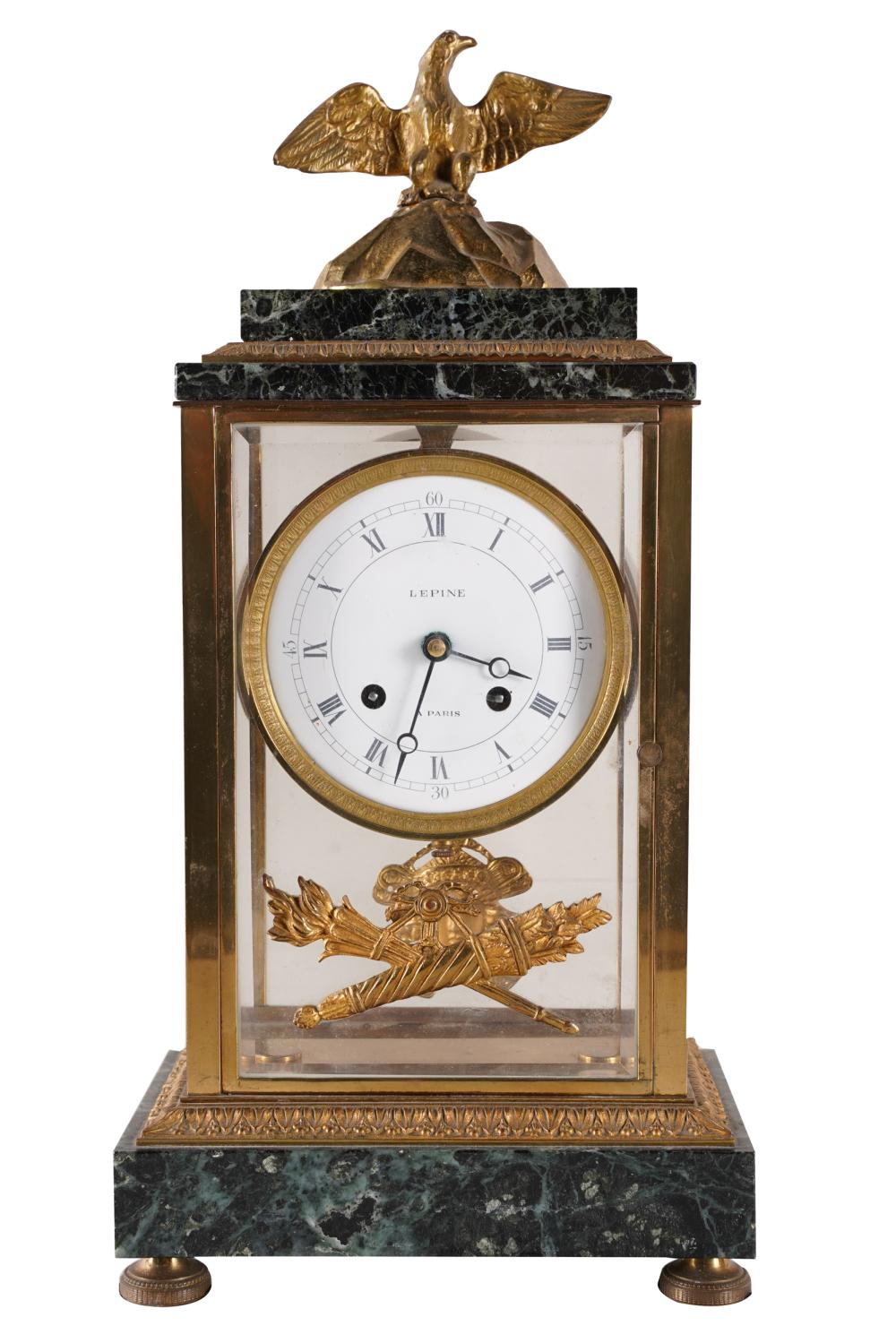 Appraisal: FRENCH MARBLE MANTEL CLOCKsigned Lepine A Paris to dial with