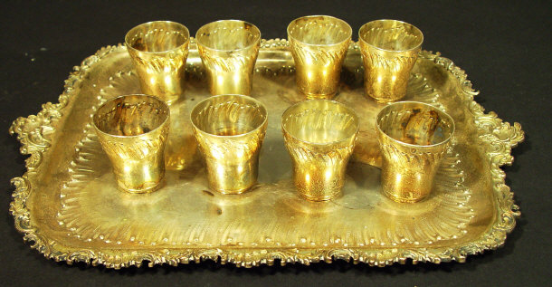 Appraisal: Set of six French silver liqueur cups on tray