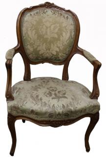 Appraisal: Antique Carved French Armchair Antique Carved French Armchair Floral fabric