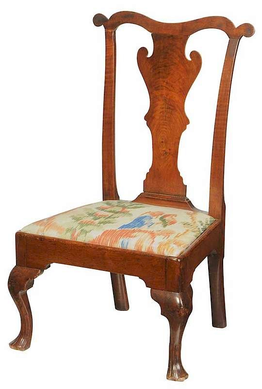 Appraisal: Pennsylvania Queen Anne Walnut Slipper Chair Philadelphia th century oxbow