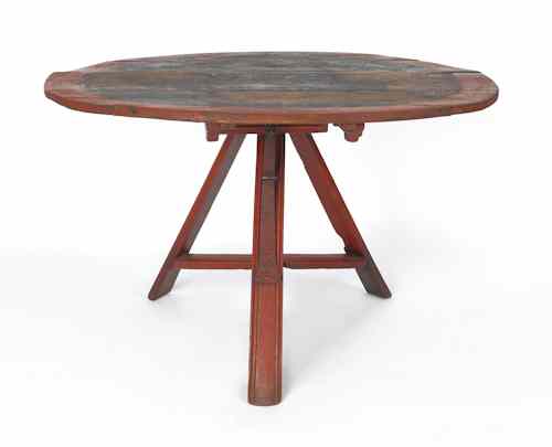 Appraisal: Painted pine center table th c h l