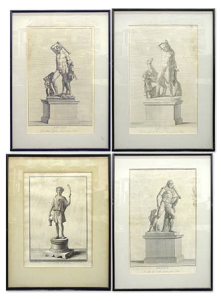 Appraisal: Four Neoclassical style black and white prints of classical statuary