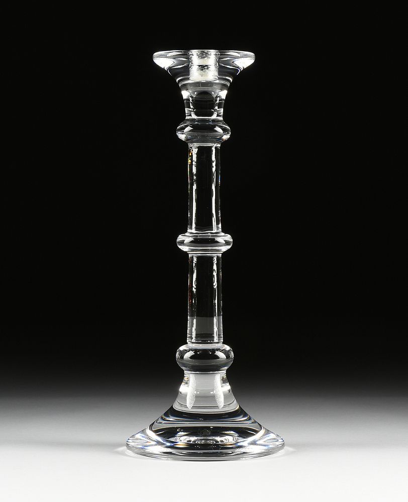 Appraisal: A VAL ST LAMBERT BLOWN CRYSTAL TALL CANDLESTICK SIGNED TH