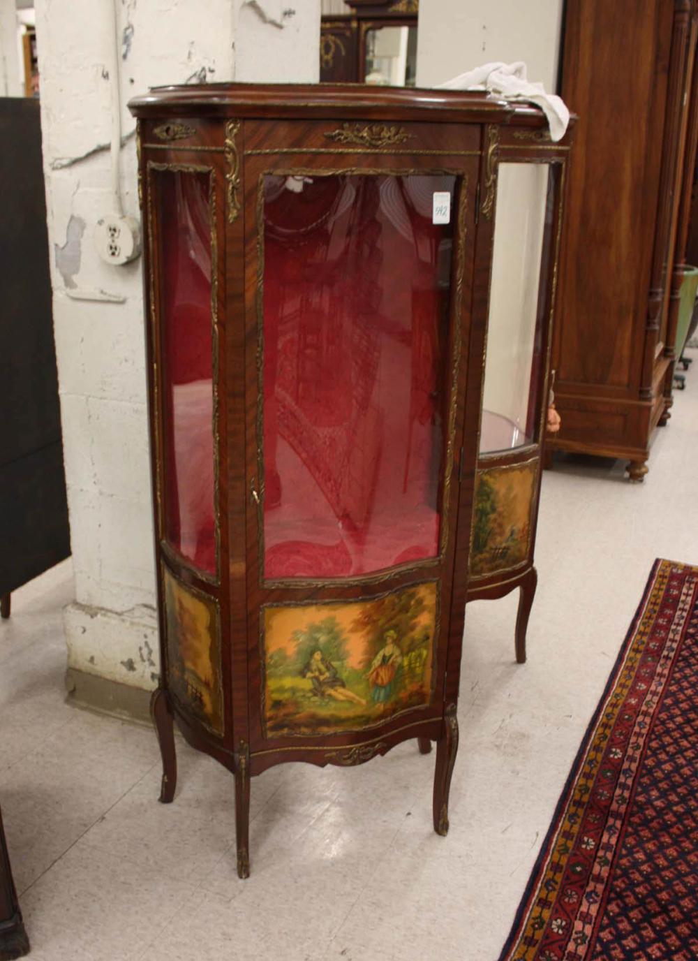 Appraisal: LOUIS XV STYLE MAHOGANY VERNIS MARTIN VITRINE Spain late th