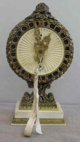 Appraisal: Rare Signed E F Caldwell Table Clock Gilt bronze ivory