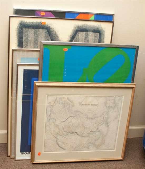 Appraisal: Five assorted modern art exhibition posters each framed and a