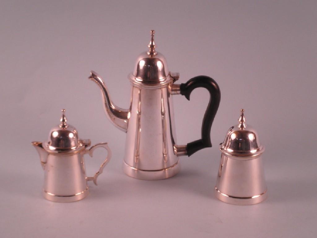 Appraisal: A silver plated three piece coffee set comprising coffee pot