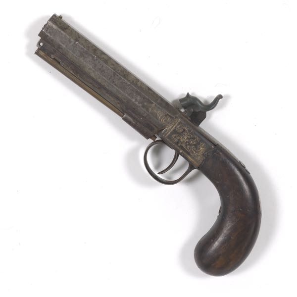 Appraisal: ENGLISH PERCUSSION SINGLE SHOT PISTOL Pistol is approximately inches overall