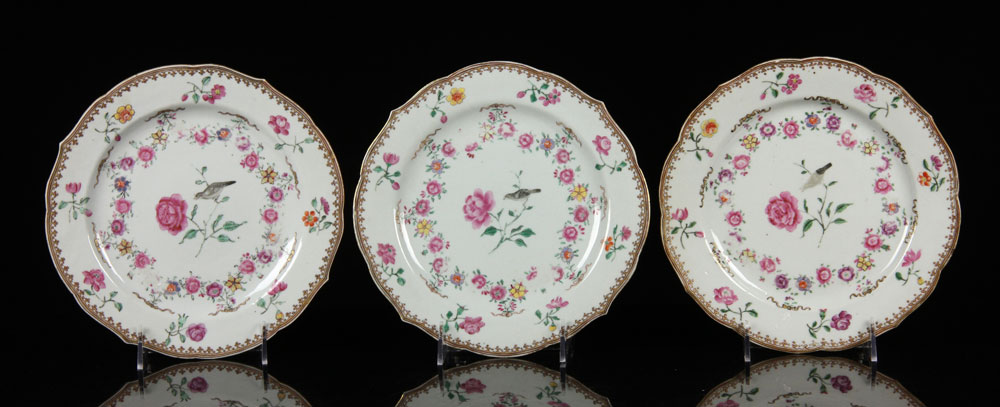 Appraisal: - Chinese Famille Rose Plates Lot of three Chinese famille