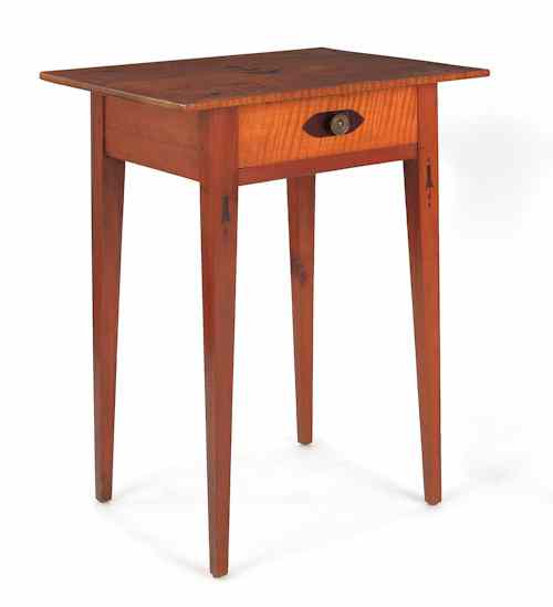 Appraisal: Pennsylvania Hepplewhite tiger maple side table ca the top inlaid