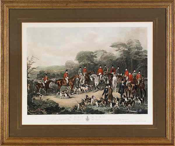 Appraisal: Lithograph of a fox hunt after Agery x together with