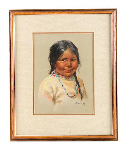 Appraisal: Original Arlene Hooker Fay Indian Girl Painting This is an