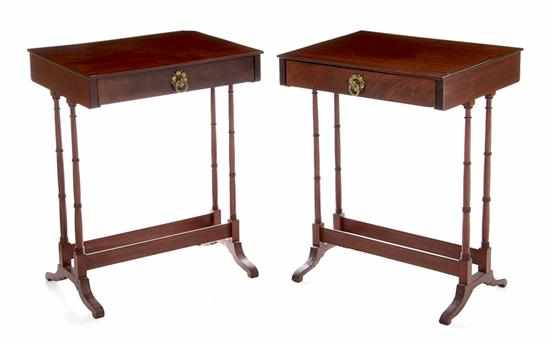 Appraisal: Pair American Classical mahogany stands circa rectangular top with slide-thru