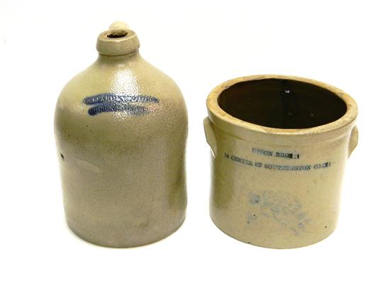 Appraisal: Two stoneware salt glazed pieces one an Upson Bros Southington