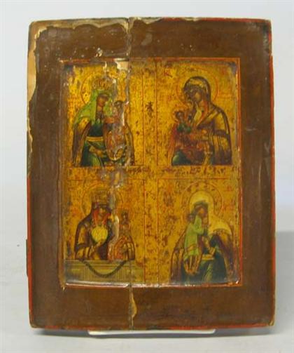 Appraisal: Russian icon th century The panel divided into quarters each