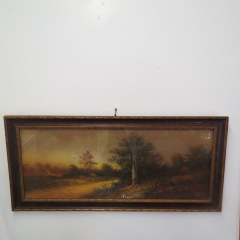 Appraisal: Victorian Pastel Autumn landscapeat sunset signed but illegible image area