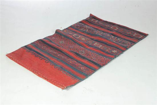 Appraisal: GRAIN STORAGE BAG Turkey th century Navy and red geometric