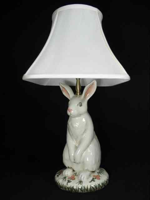 Appraisal: Wildwood Lamps porcelain rabbit motif table lamp Painted with colors