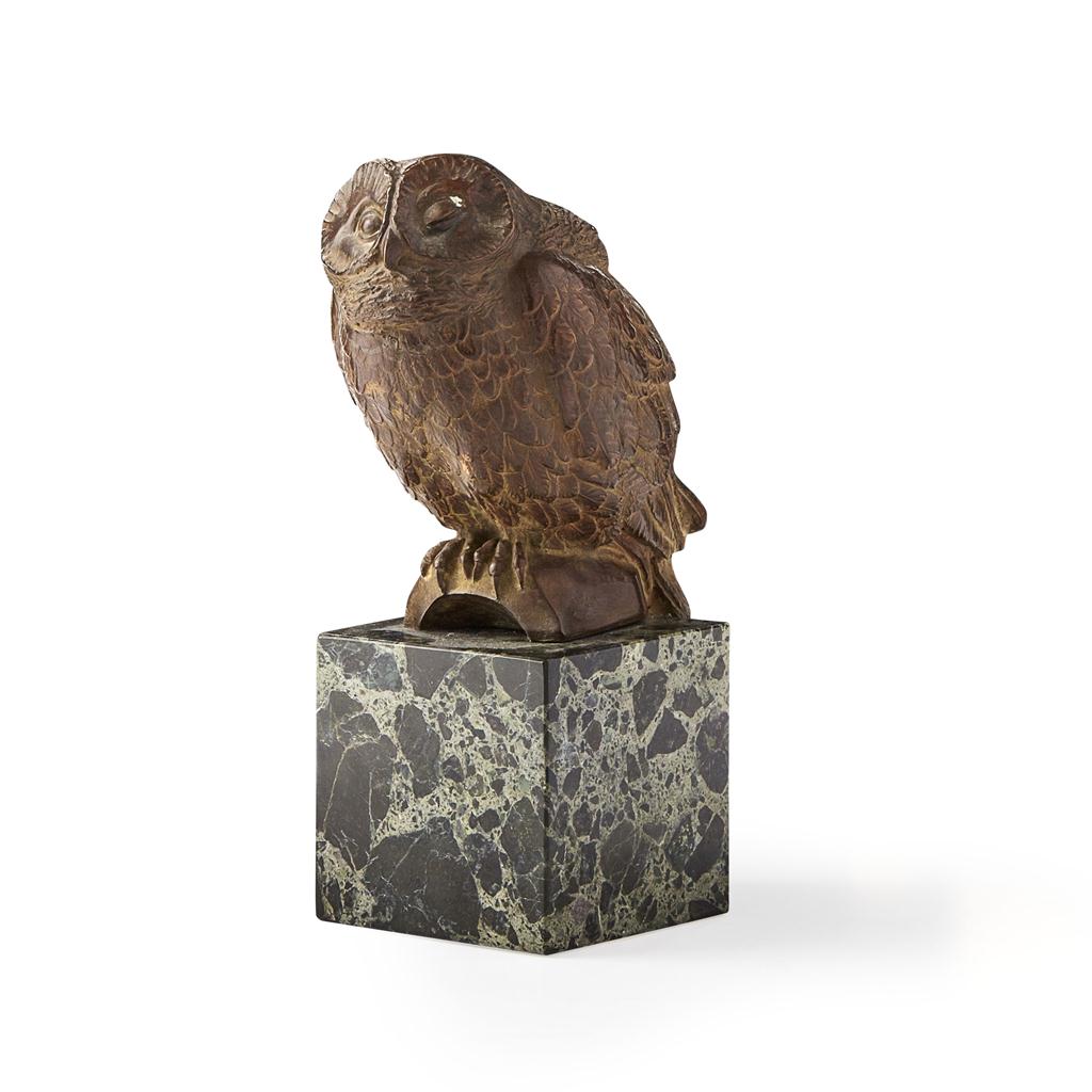 Appraisal: SIRIO TOFANARI ITALIAN - OWL FIGURE Bronze signed in the