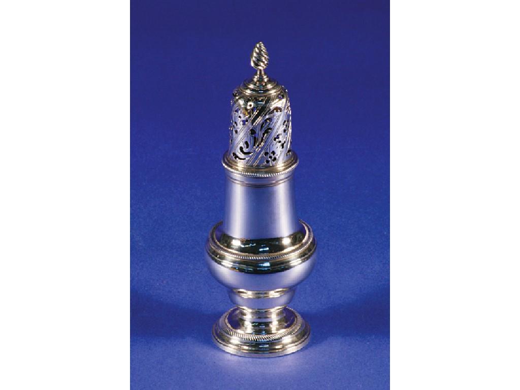 Appraisal: A GEORGE III CASTOR of baluster form with high pierced