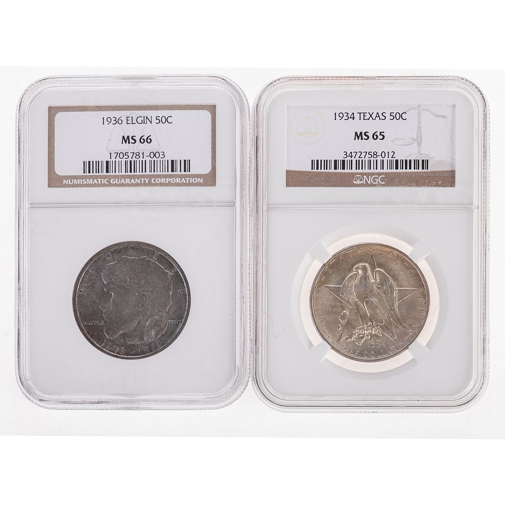 Appraisal: Pair of Nice Silver Commemorative Halves Texas NGS MS and