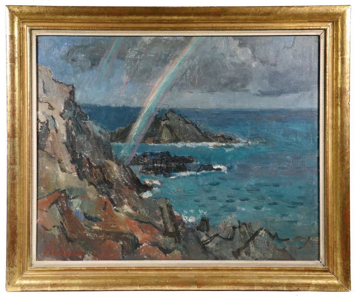 Appraisal: OTTO WYLER SWITZERLAND - Meereskuste mit Regenbogen Sea Coast with