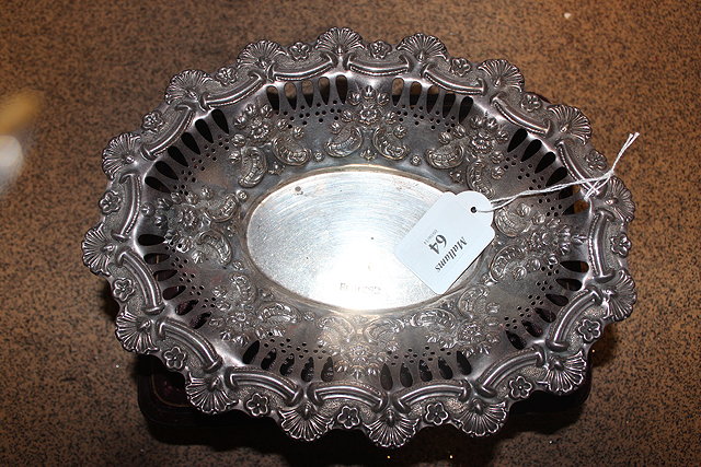 Appraisal: A PRESSED OVAL SILVER PIERCED BON BON DISH with marks