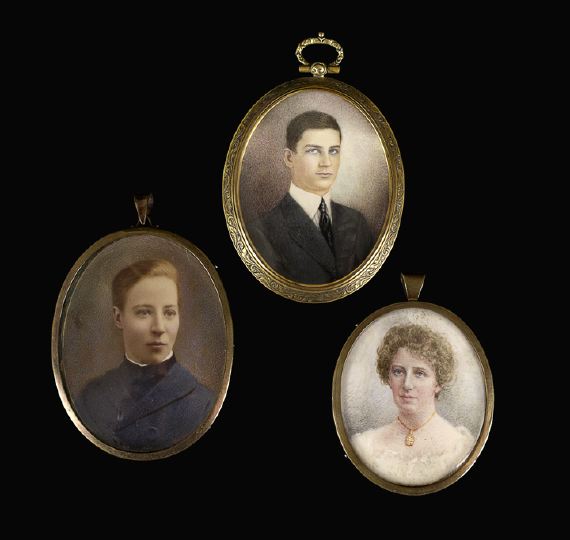 Appraisal: Collection of Three Anglo-American Oval Portrait Miniatures first quarter th