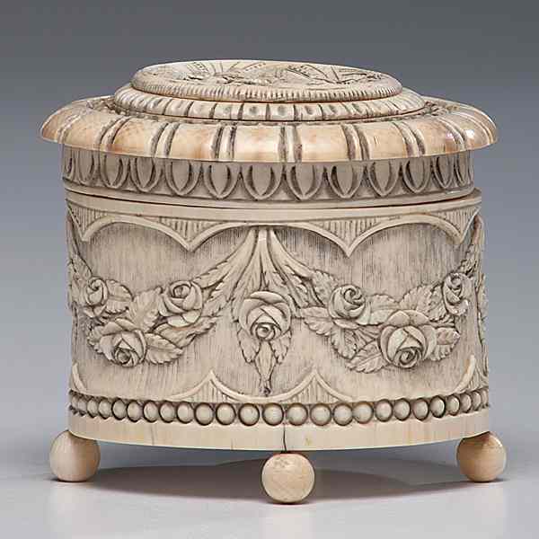 Appraisal: Continental Ivory Box Continental th century an ivory box with