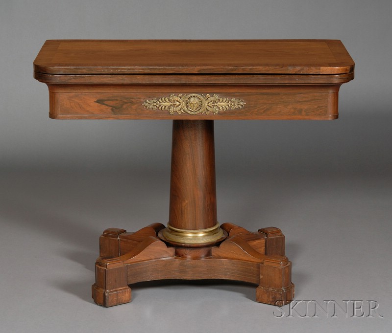 Appraisal: Classical Rosewood and Ormolu-mounted Card Table probably New York c