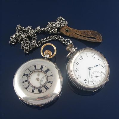 Appraisal: A sterling silver half hunting cased pocket watch by Benson