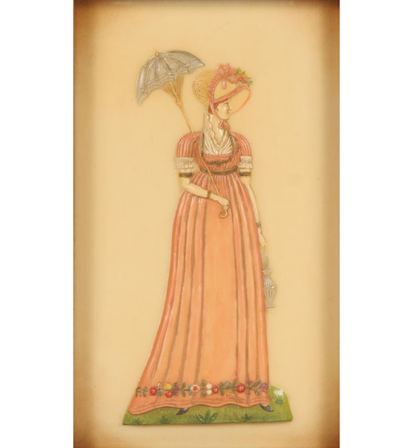 Appraisal: Female figure in daytime finery titled Biedermeier Dame verso in